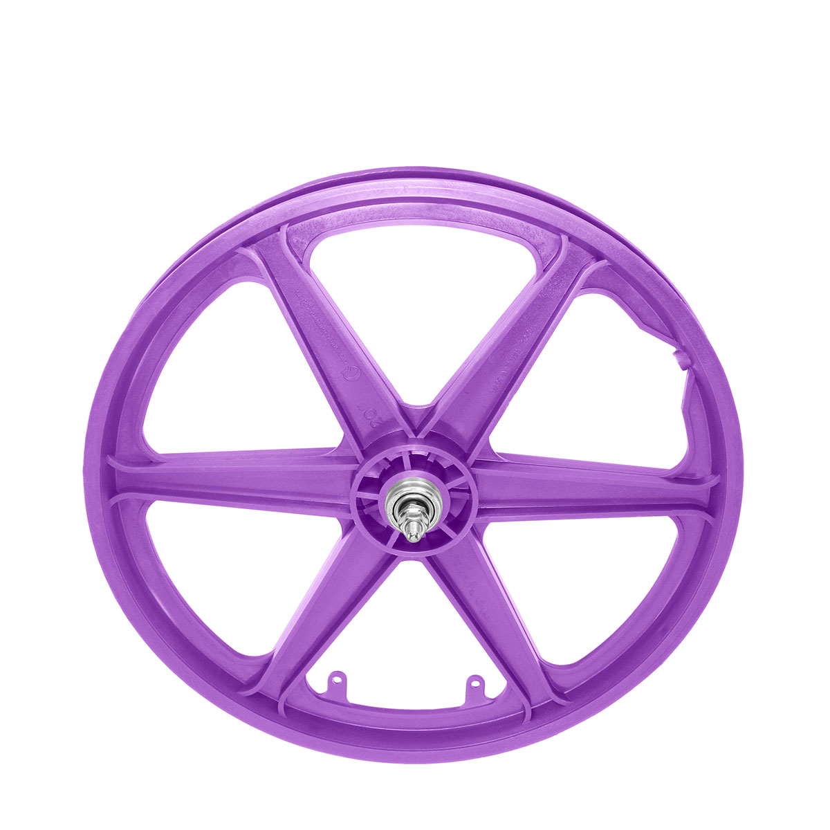 20 Inch x 38mm Plastic 6-Spoke Free Wheel 3/8 Axle Purple.